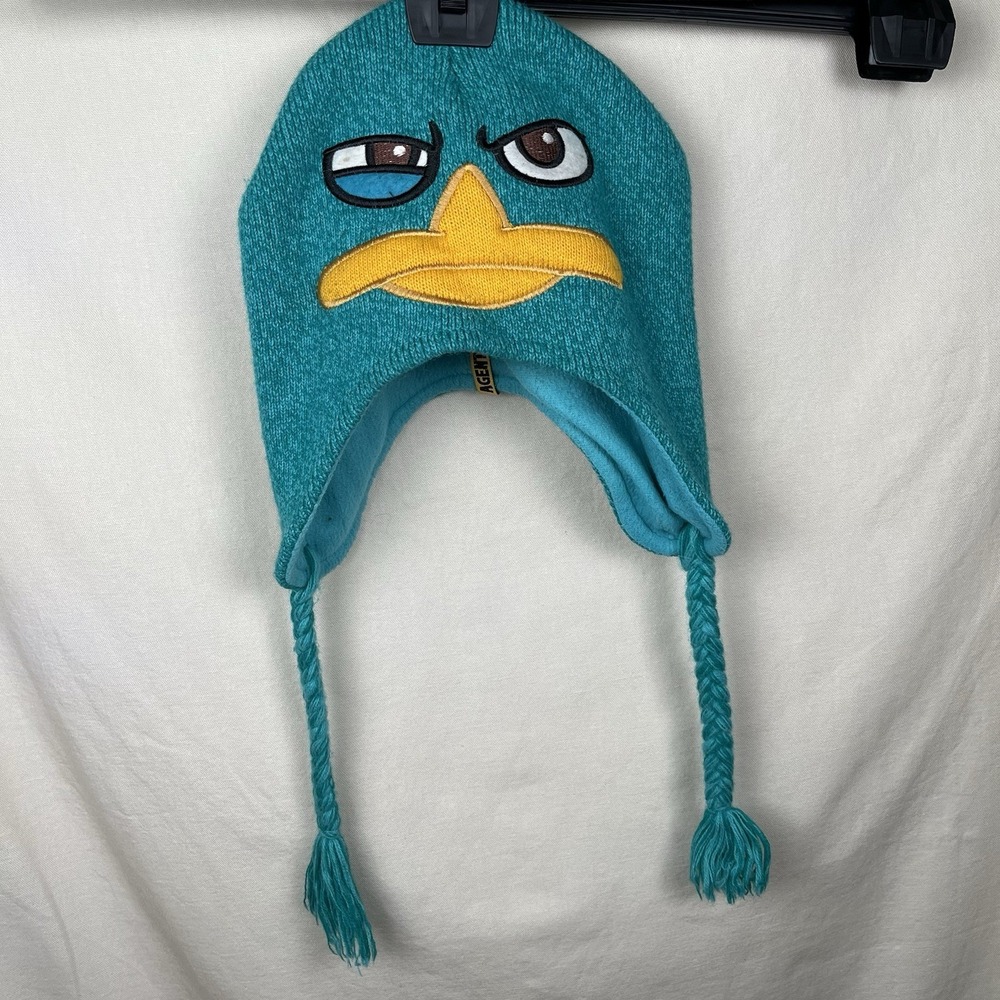 Disney XD Agent P Perry The Platypus Hat Beanie & Braided Tassels -One Size 2011